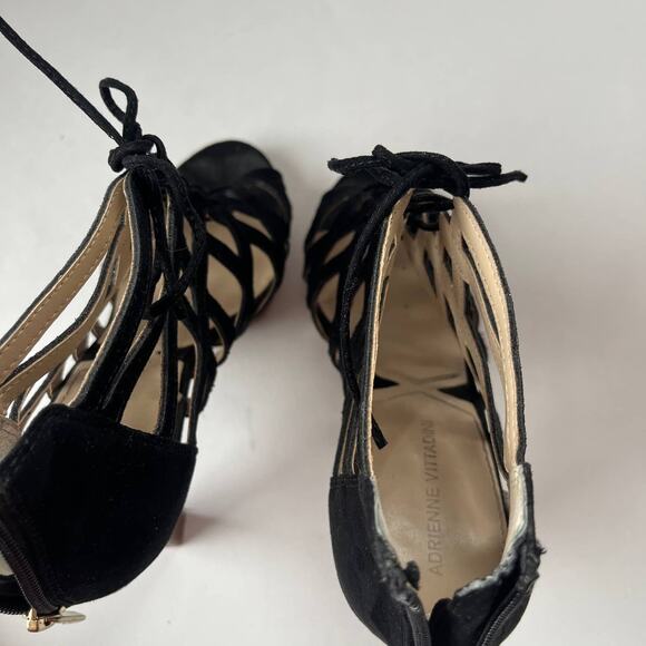 ADRIENNE VITTADINI Anjolie-1 Suede Strappy Web Heel Womens 8.5 Witchy Black - Picture 13 of 15